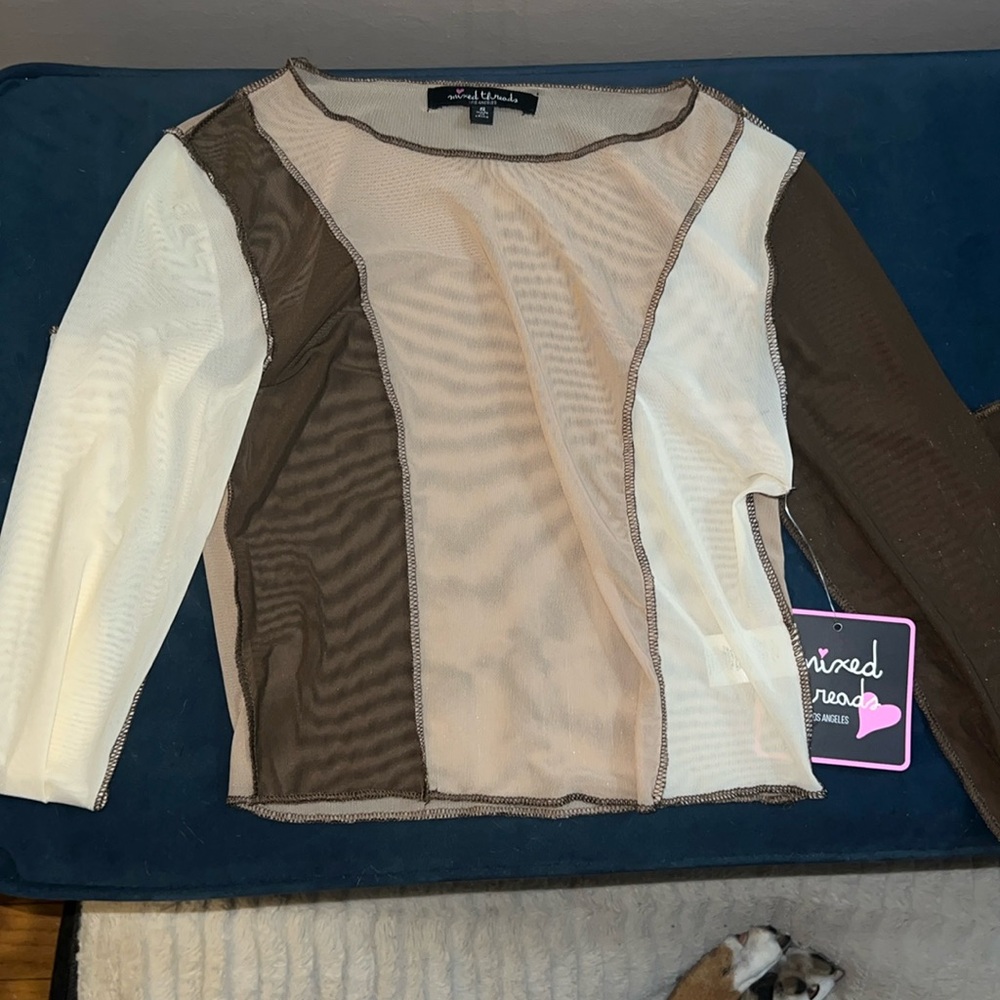 See through mesh long sleeve, size small